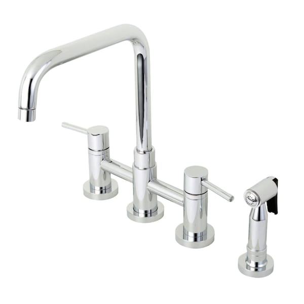 Concord 2-Handle Bridge Kitchen Faucet W/Brass Side Sprayer, Chrome